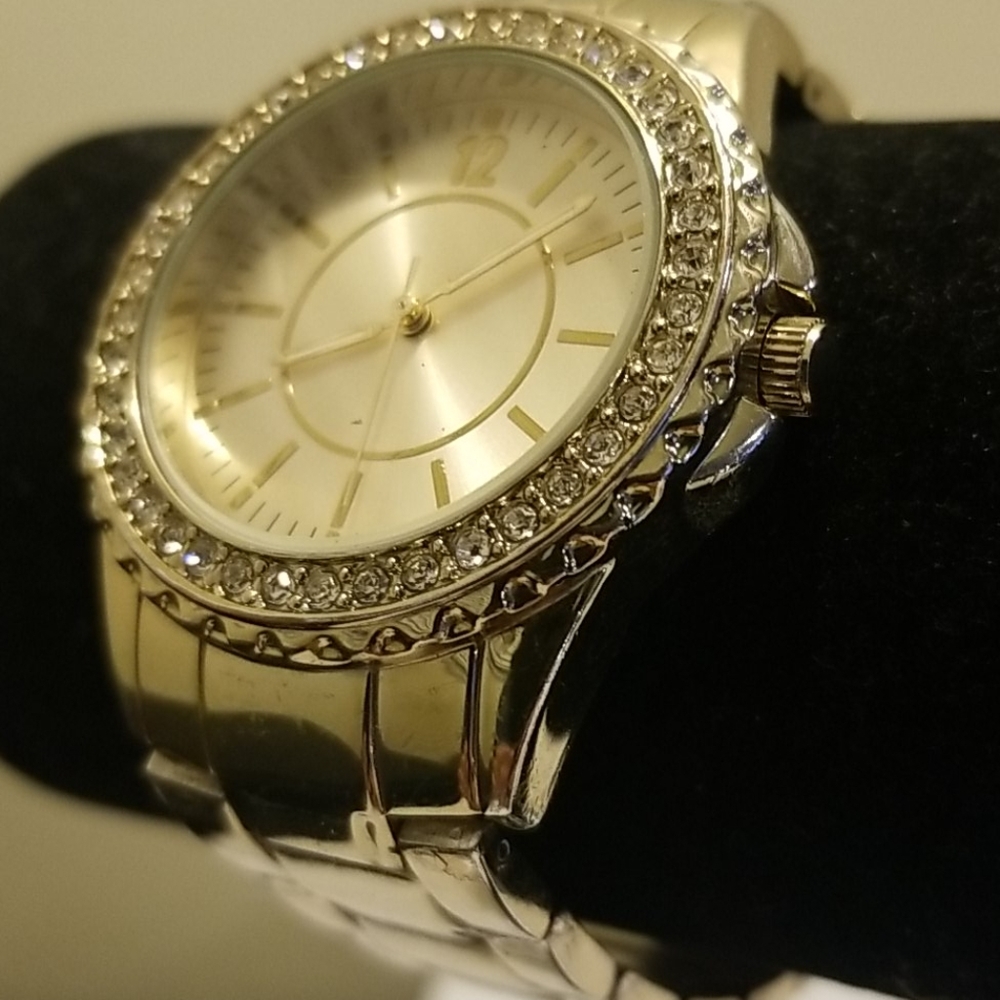 GOLD BLING Ladies Rhinestone Bezel Watch - Picture 3 of 4